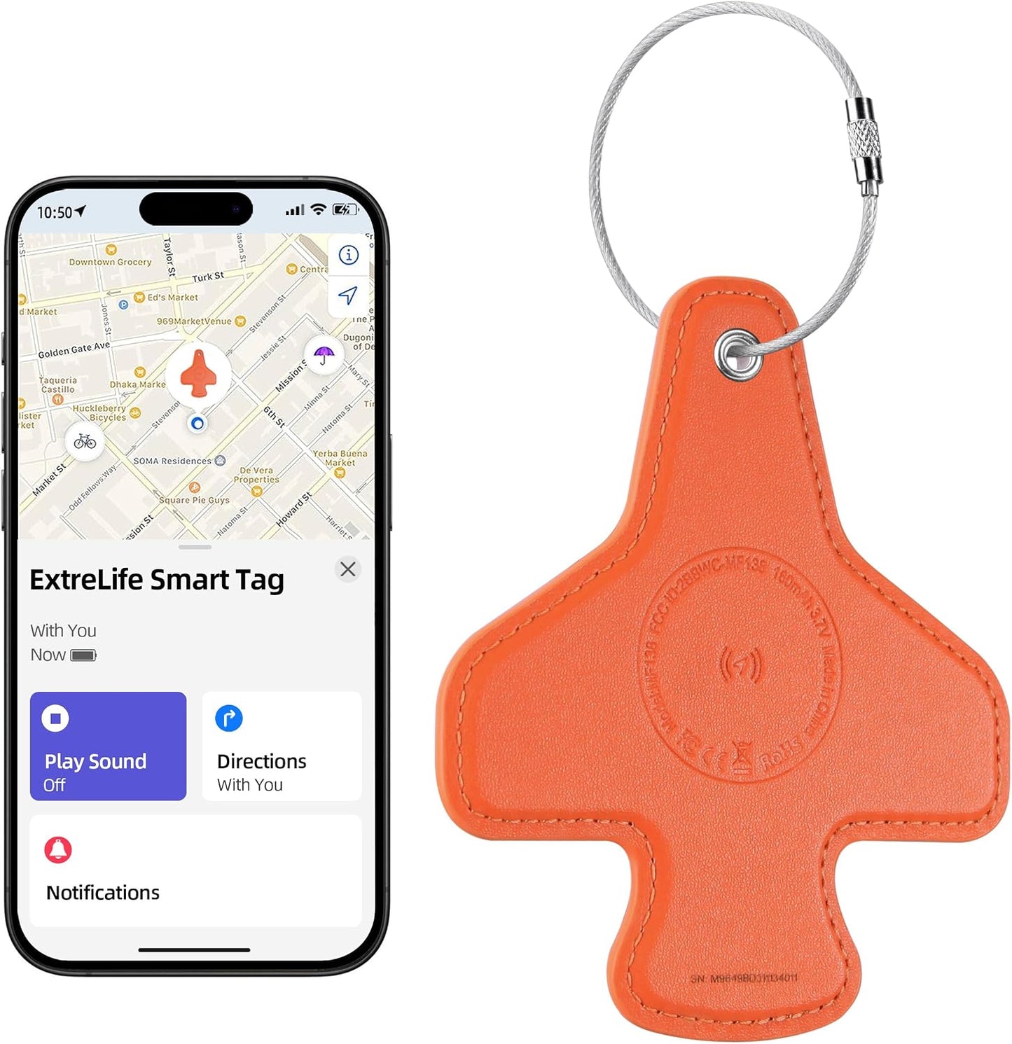 Etiquetas equipaje Bluetooth con Find My recargable cuero