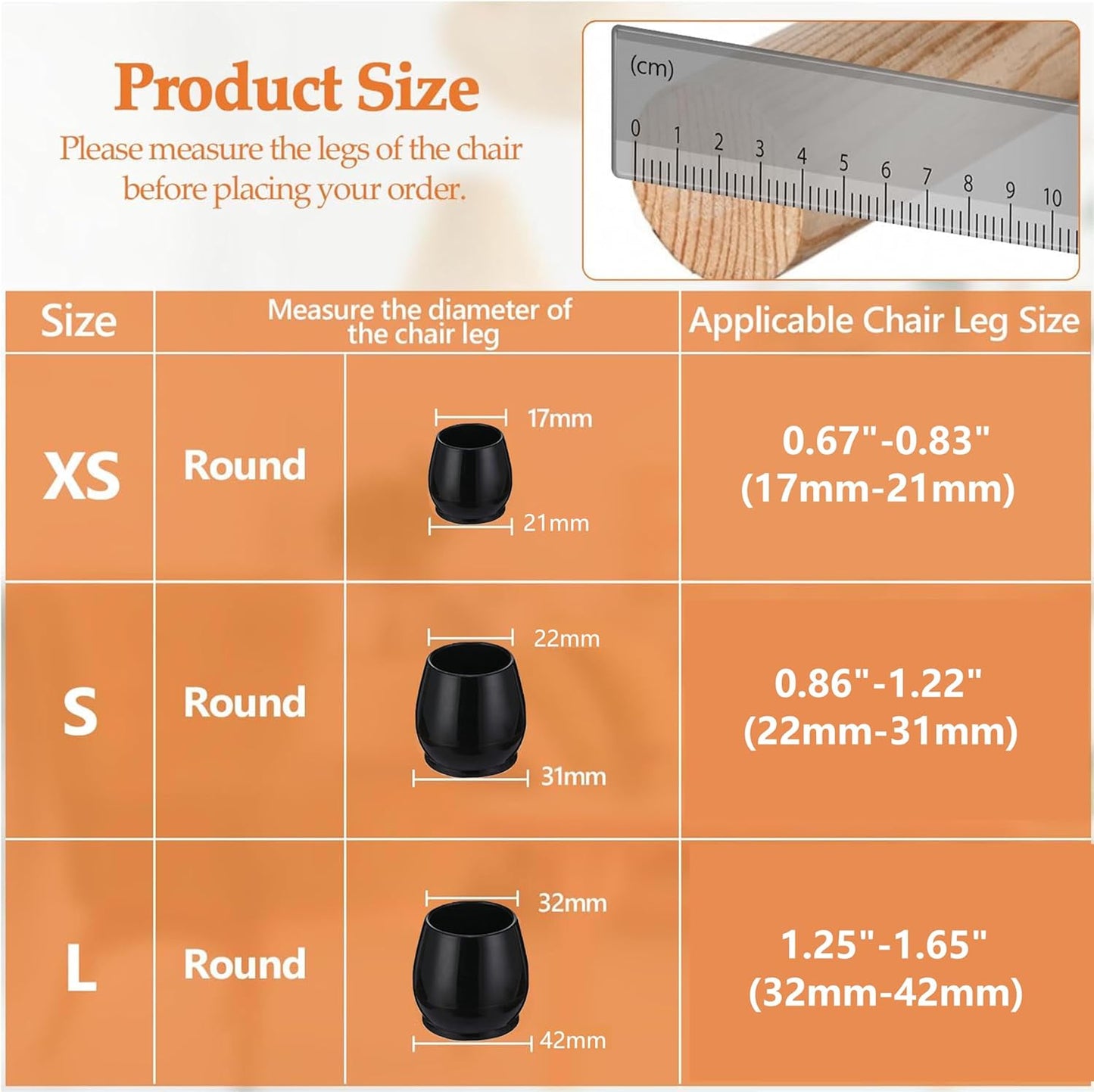 Protectores de suelo para patas de silla madera