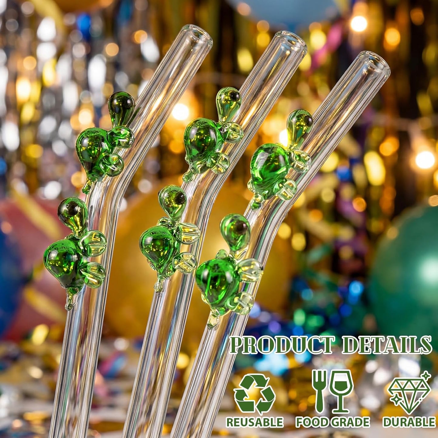 Pajitas de cristal con dije Honeydak reutilizables resistentes