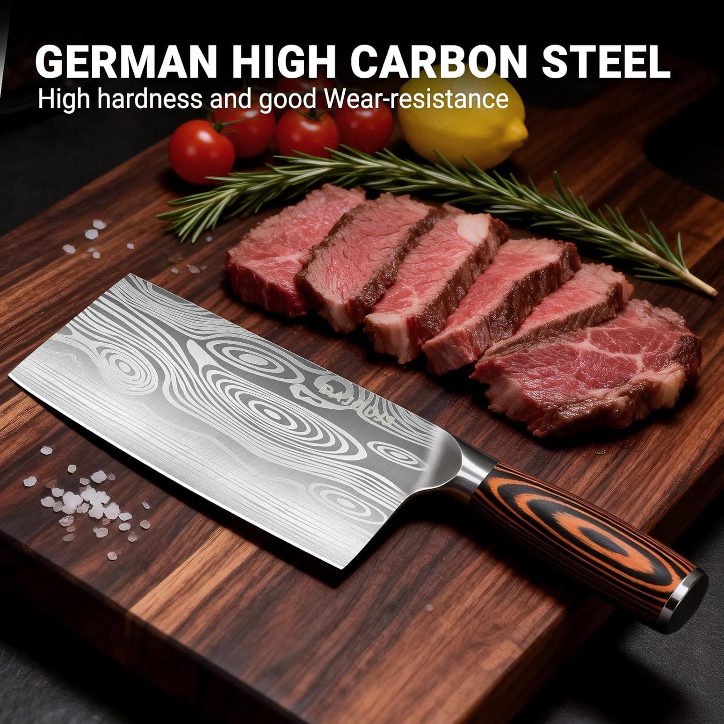 Cuchillo carnicero acero inox 8pulg mango madera