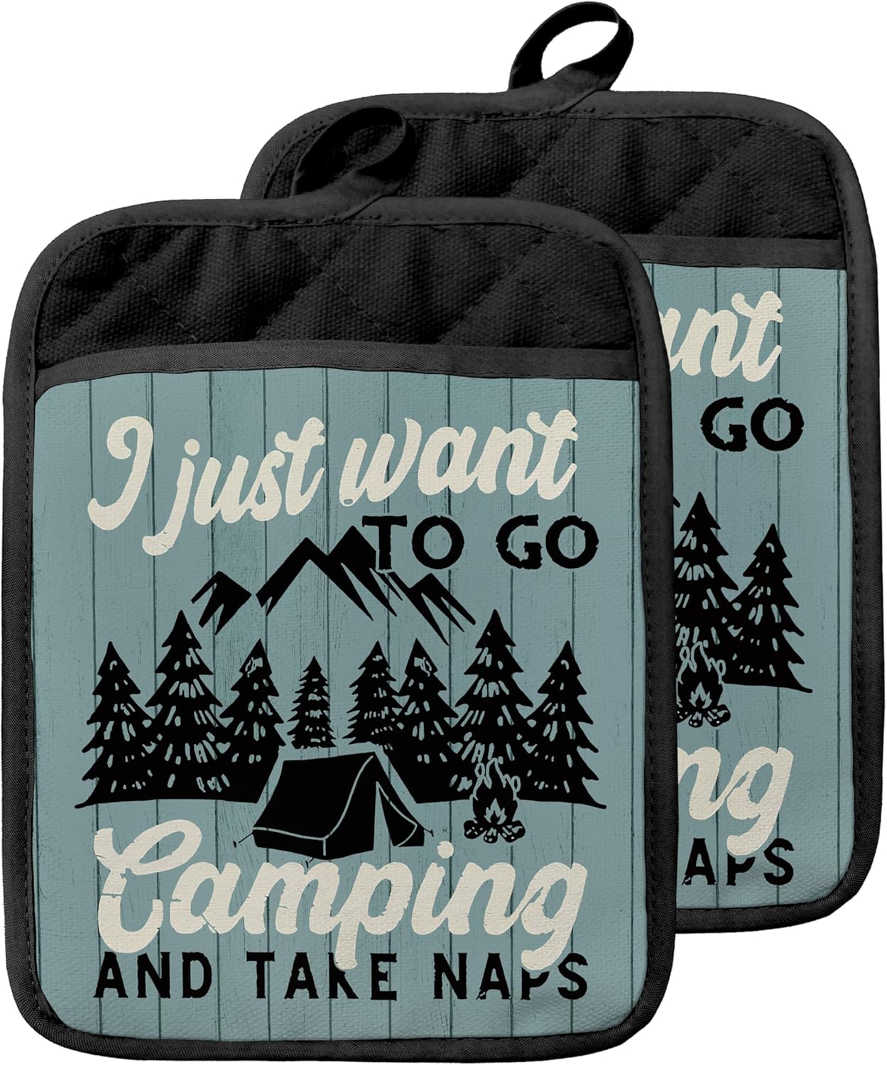 Soportes para ollas de campamento estilo rústico retro con bolsillos