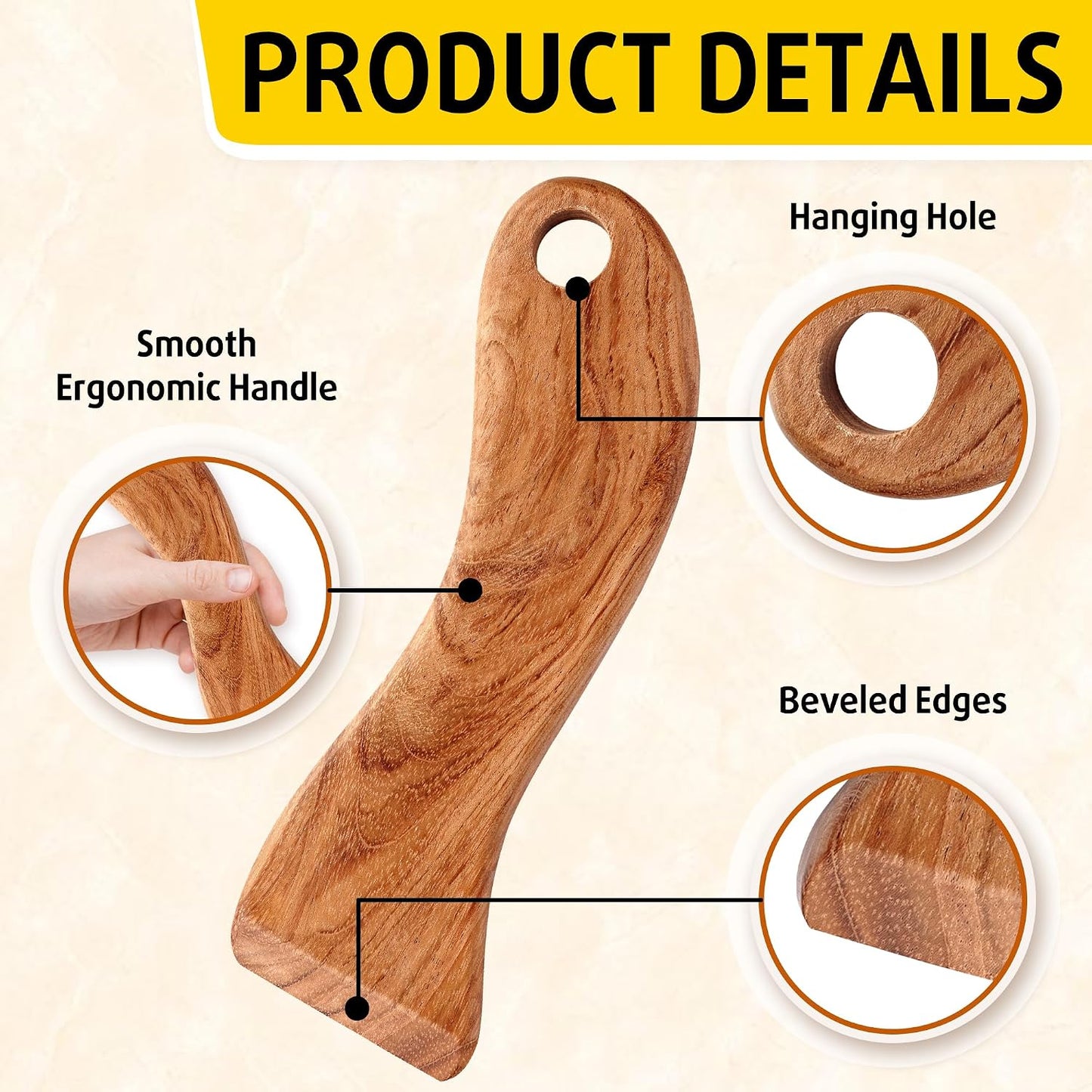 Raspador madera para ollas sartenes exfoliante cocina