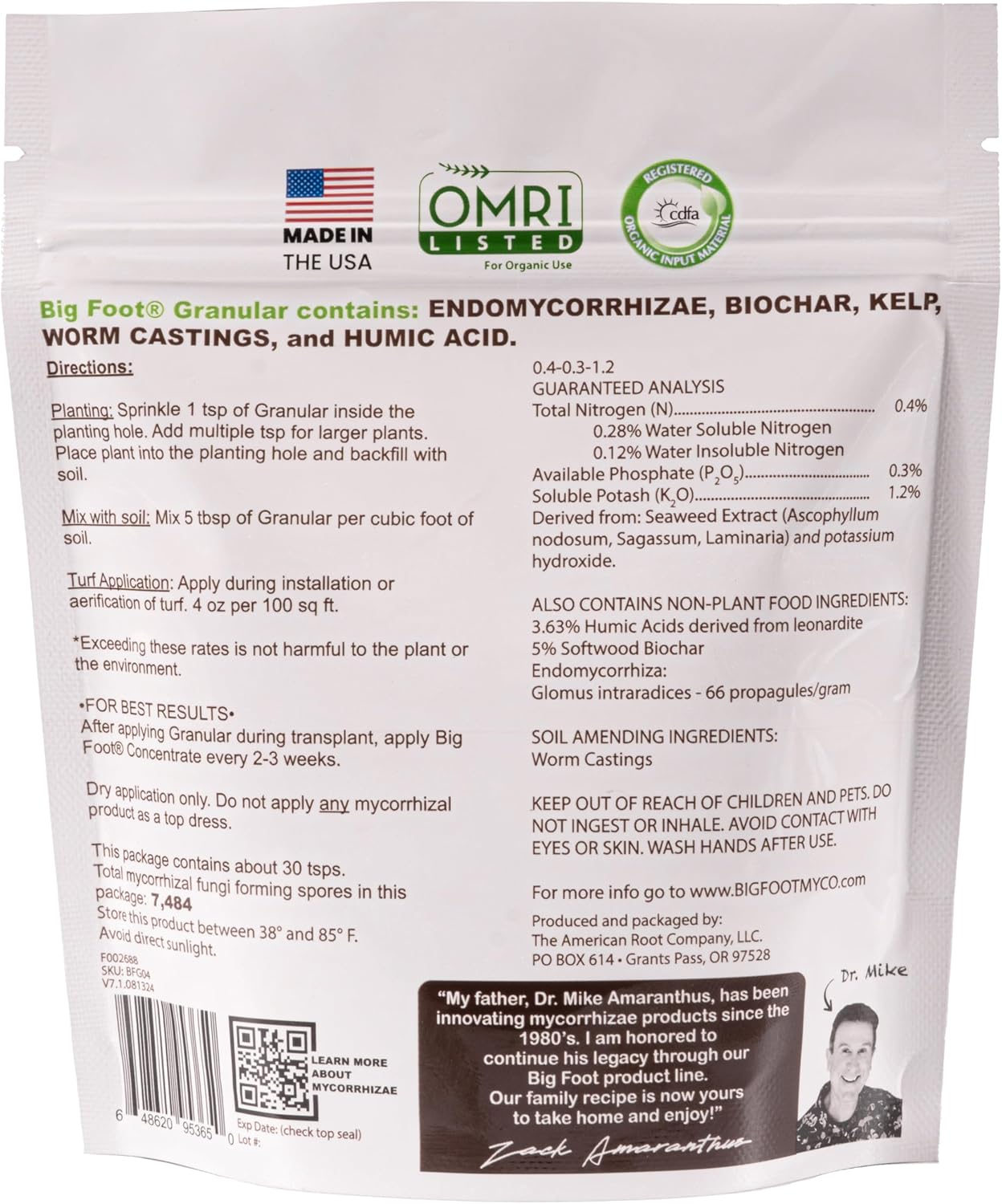 Micorrizas para 30 plantas 7500 esporas fabricado EE.UU.