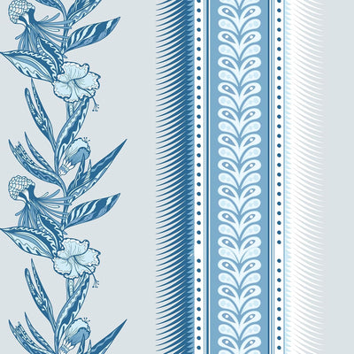 Papel tapiz vintage floral azul 17.3x200pulg