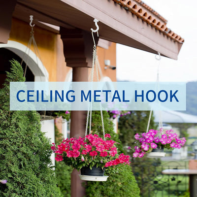 4 Ganchos Metal para Plantas Colgantes Techo Interiores Exteriores