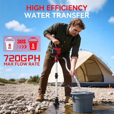 Bomba agua inalámbrica 720 GPH 32 pies 2 baterias 3000 mAh