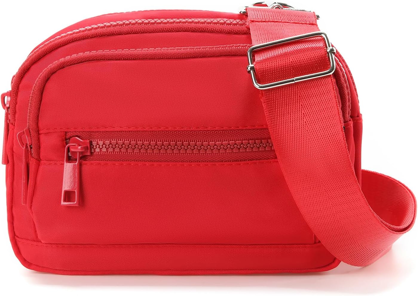 Bolsa cinturón triple cremallera mujer cangurera ligera rojo