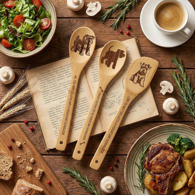 Utensilios de cocina Schnauzer miniatura de bambú para regalo