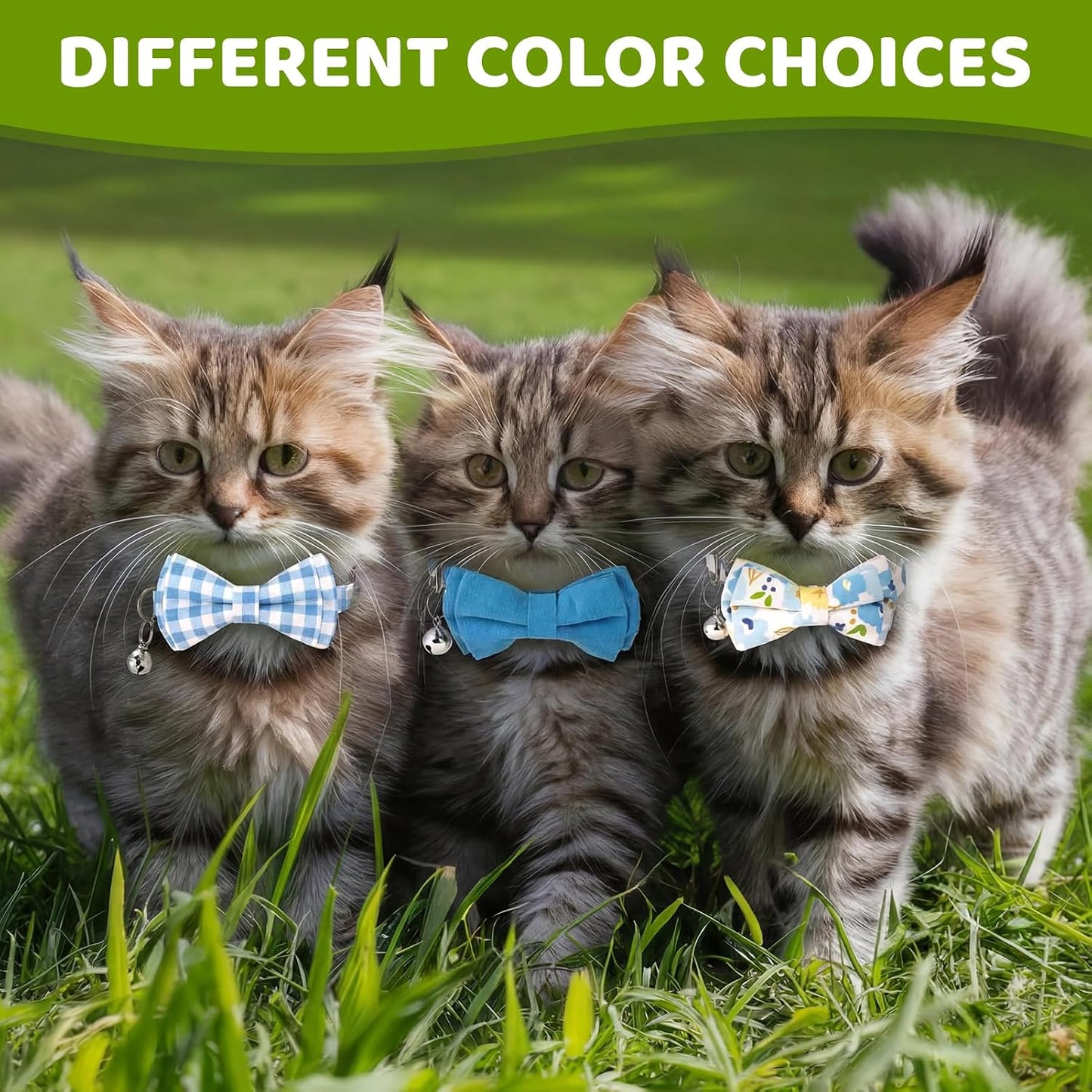 6 Collares Gato con Pajarita y Campanilla Ajustables