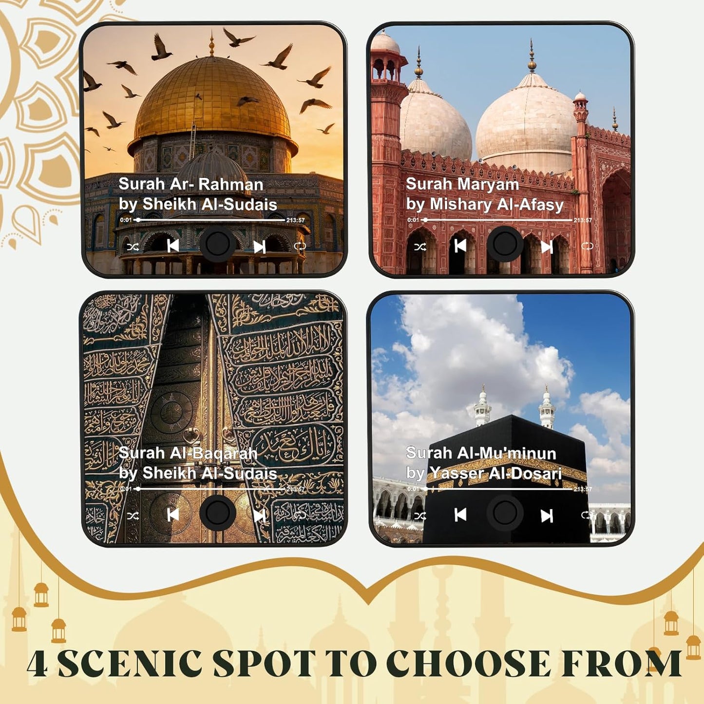 4 Pzas Imanes Corán Mesquita Badshahi Kaaba