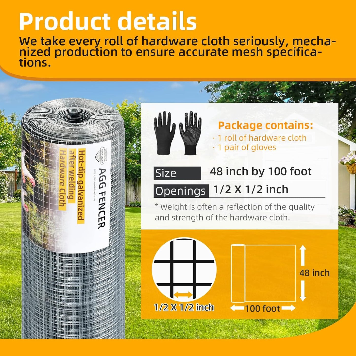 Alambre pollo 1/2pulg 48x100ft galvanizado jardín