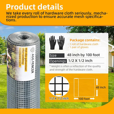 Alambre pollo 1/2pulg 48x100ft galvanizado jardín