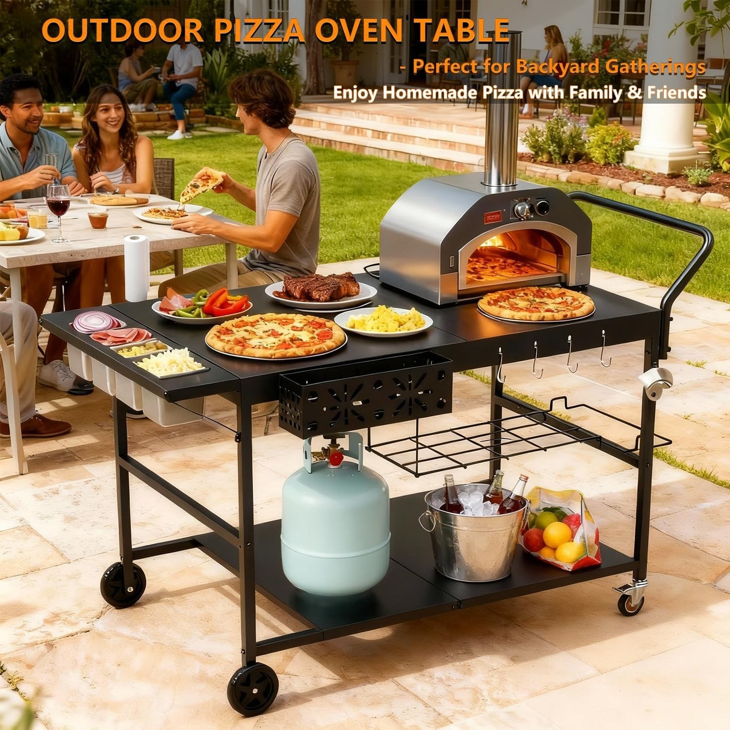 Mesa horno pizza estación cobertura carrito parrilla Blackstone