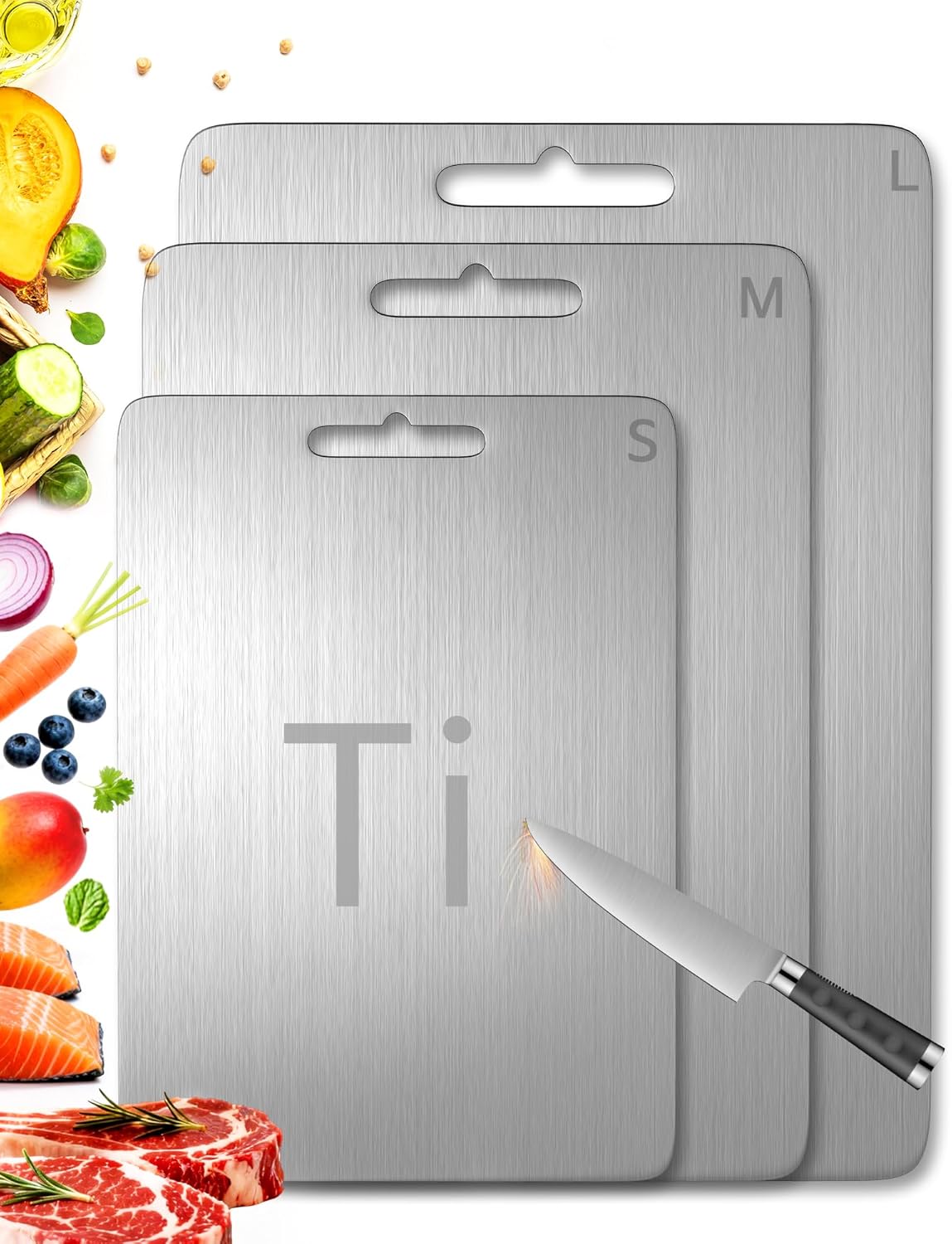 Set 3 Tablas Cortar Titanio Puro Doble Cara Cocina