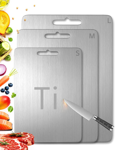 Set 3 Tablas Cortar Titanio Puro Doble Cara Cocina