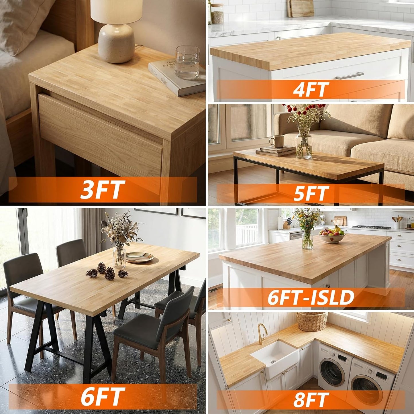 Encimera madera maciza bloque carnicero 5ft mesa escritorio cocina
