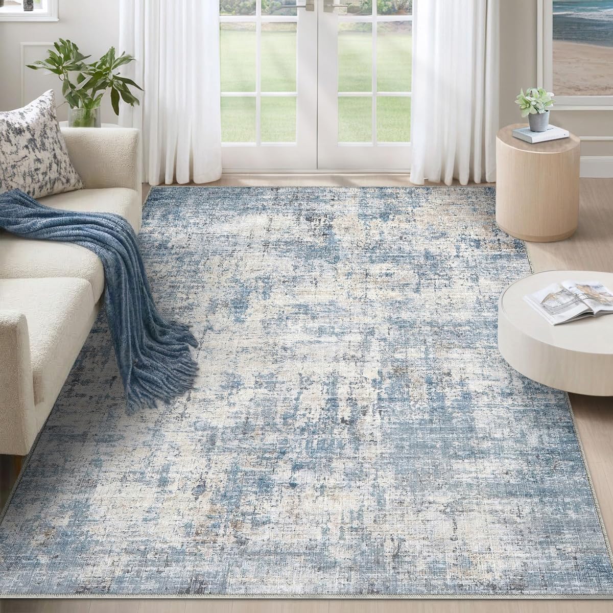 Alfombra área 6x9ft lavable moderna abstracta antideslizante