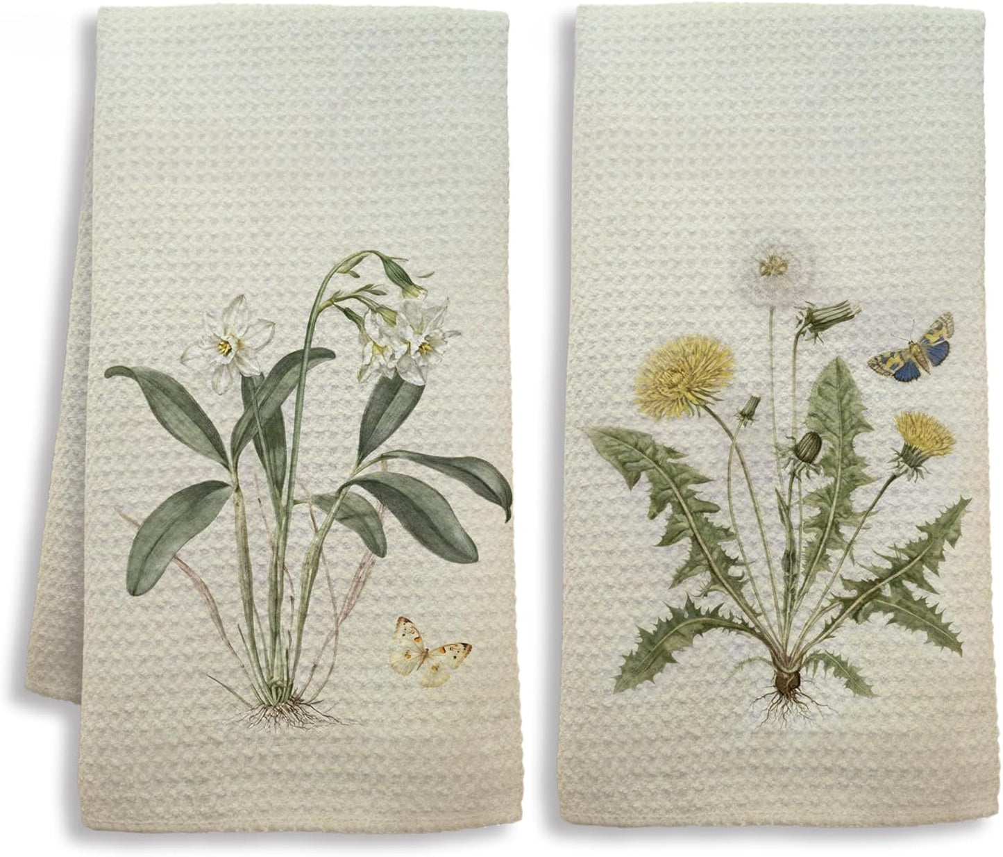 Set 2 paños cocina vintage florales 16x24pulg estilo retro