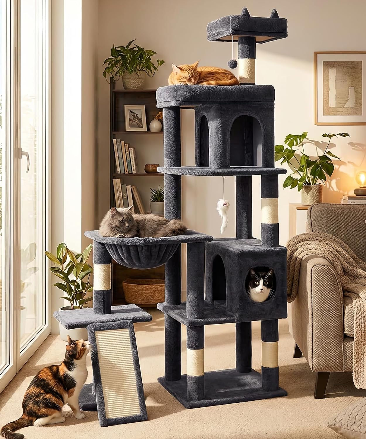 Árbol gato 68pulg sisal percha superior gris oscuro