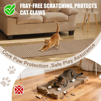 Tapete natural para arañazos de gato y corcho protector de sofá