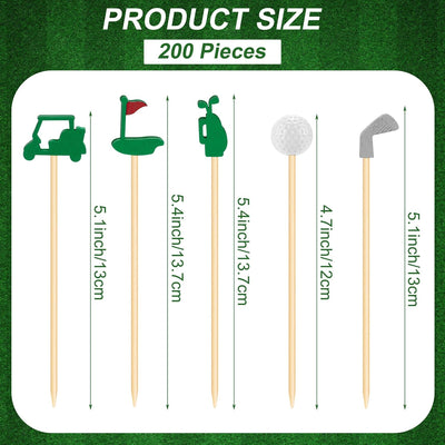 Palillos de cóctel de golf decorativos para aperitivos y eventos