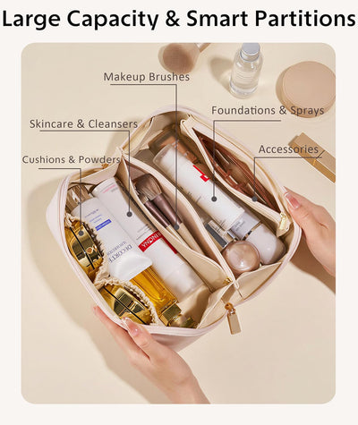 Bolsa cosméticos viaje cuero PU con organizador