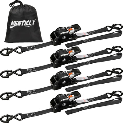 4 Correas Trinquete Retráctiles 1pulg x10ft 1650lb para Camiones