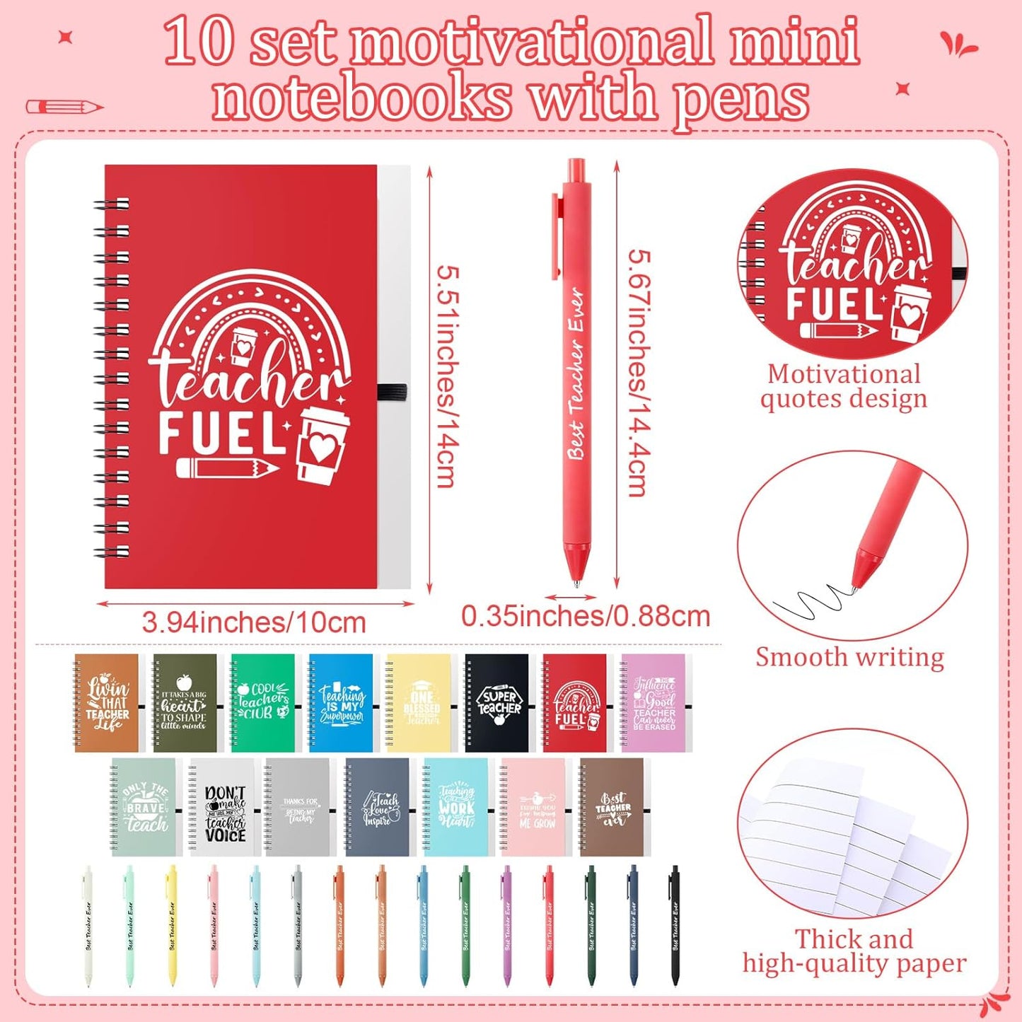 Set 15 Regalos Profesores Taza Acero Inox 10oz Cuaderno Bolígrafo