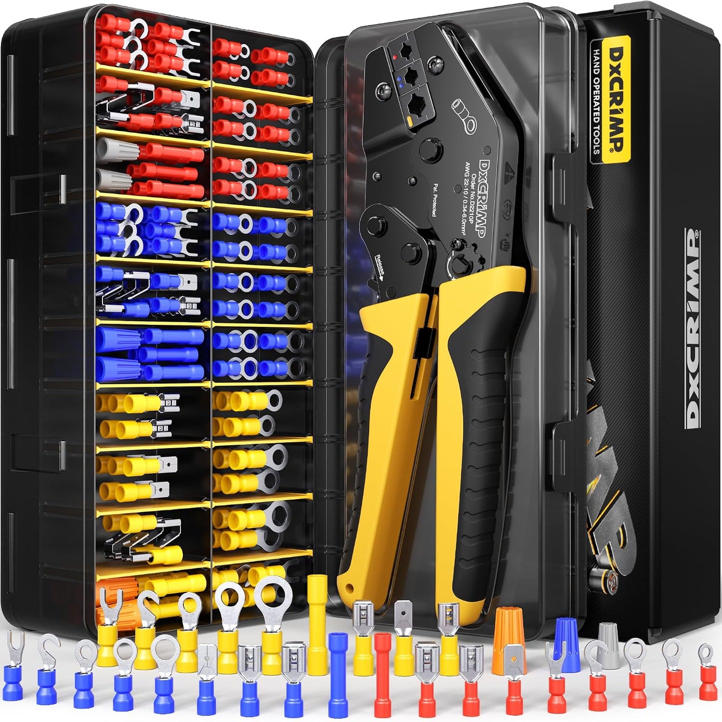 Kit herramientas crimpado 30 conectores eléctricos 22-10 AWG