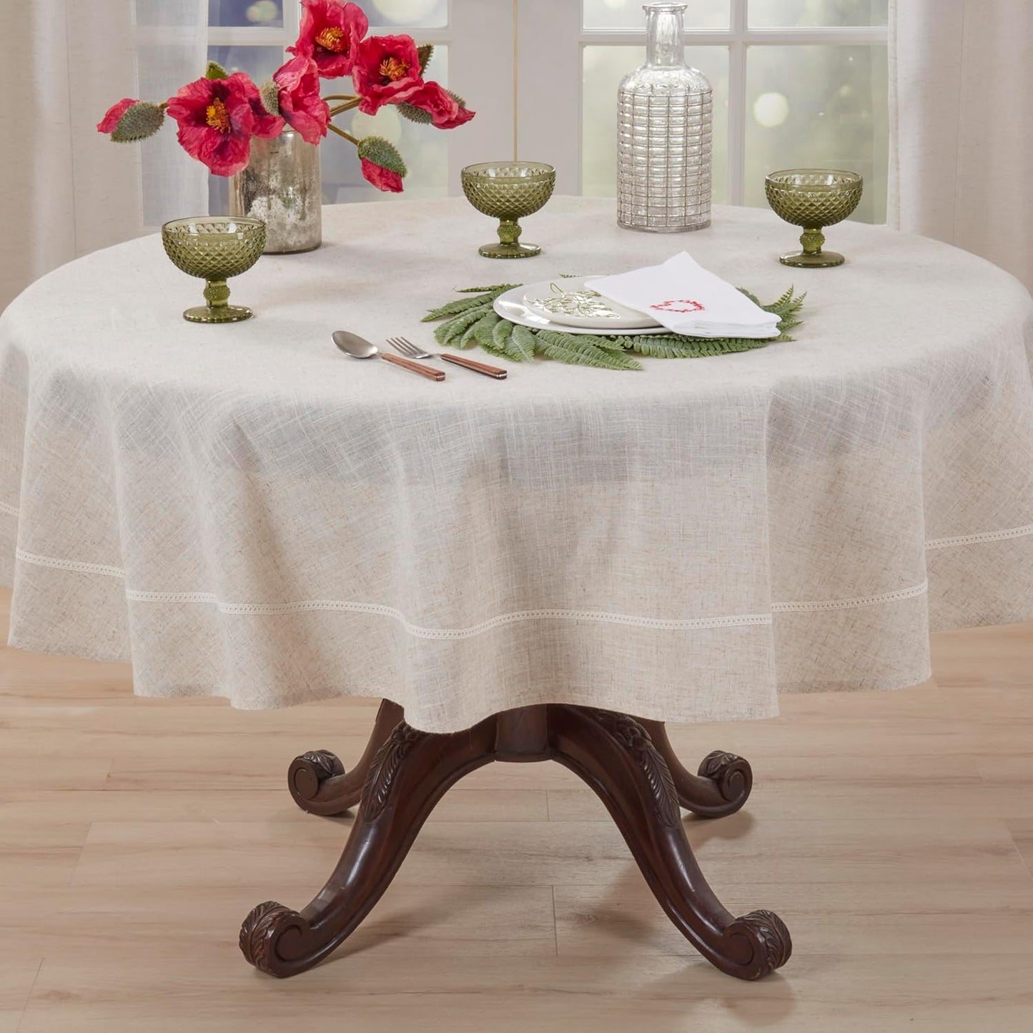 Mantel Linen-Blends Textura Sutil para Comida y Entretenimiento 90"