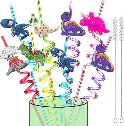 Popotes de plástico reutilizables para fiesta de cumpleaños de dinosaurio 24 unidades