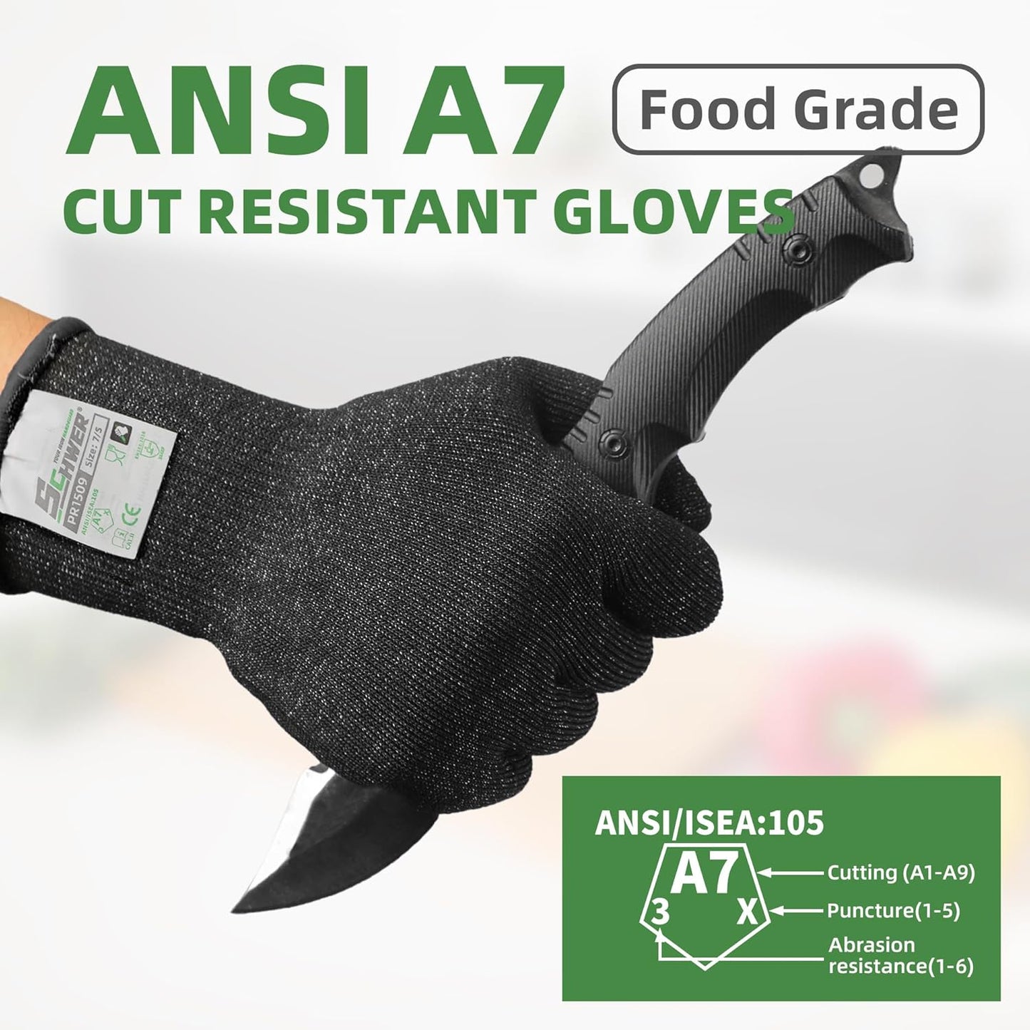 2 Pares Guantes Mandolina ANSI A7 Resistentes Corte