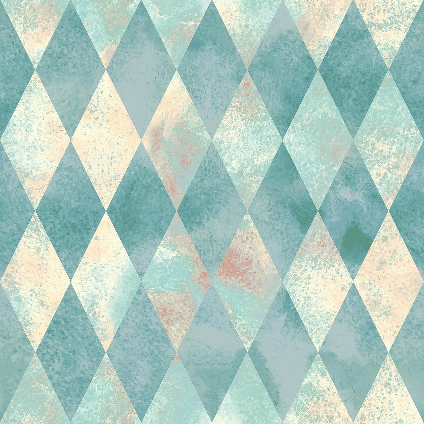 Papel Tapiz Autoadhesivo Cuadros Diamantes Azul Verde Vintage