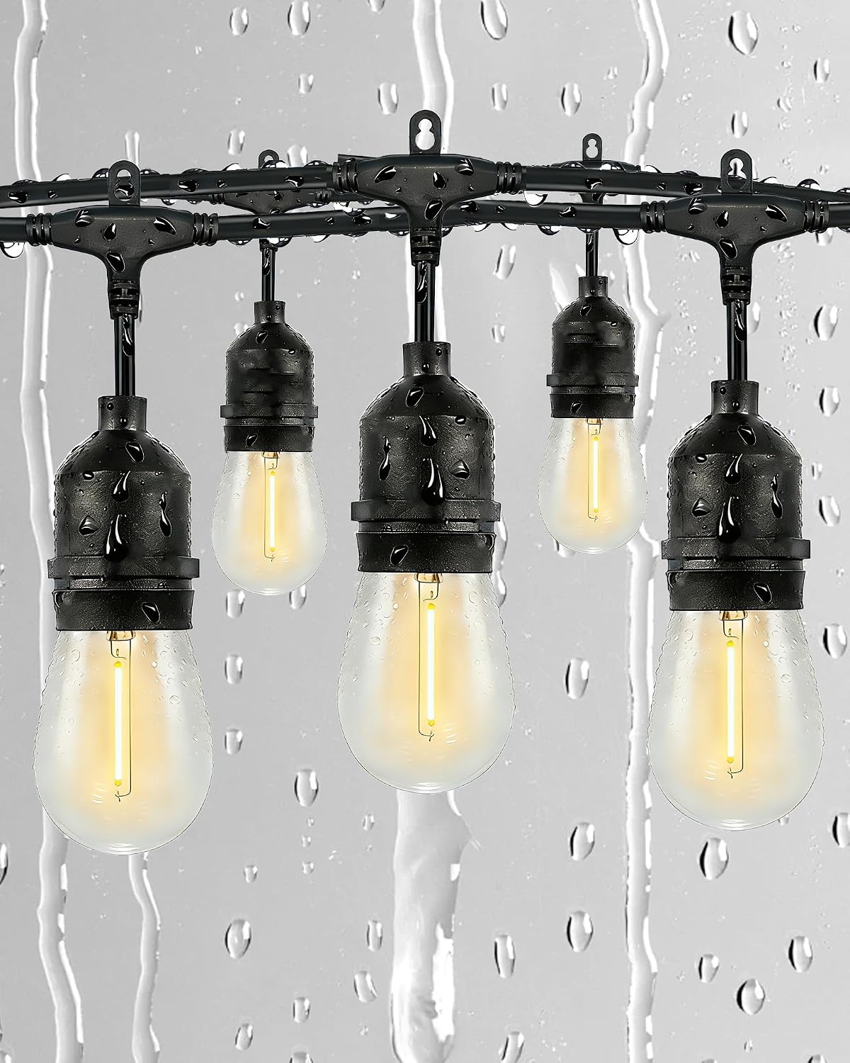 Guirnalda luces exteriores 100ft 64 bombillas Edison impermeable