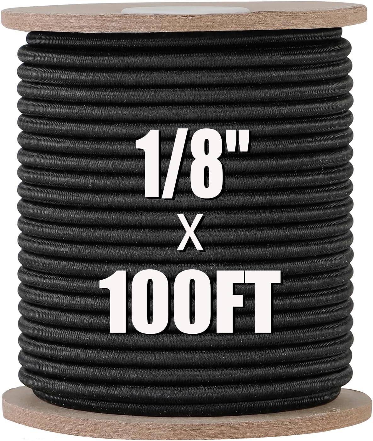 Rollo cuerda elástica marino 1/8pulg x100ft negro poliéster látex