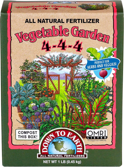 Abono orgánico Down To Earth 4-4-4 para jardín vegetales 1lb