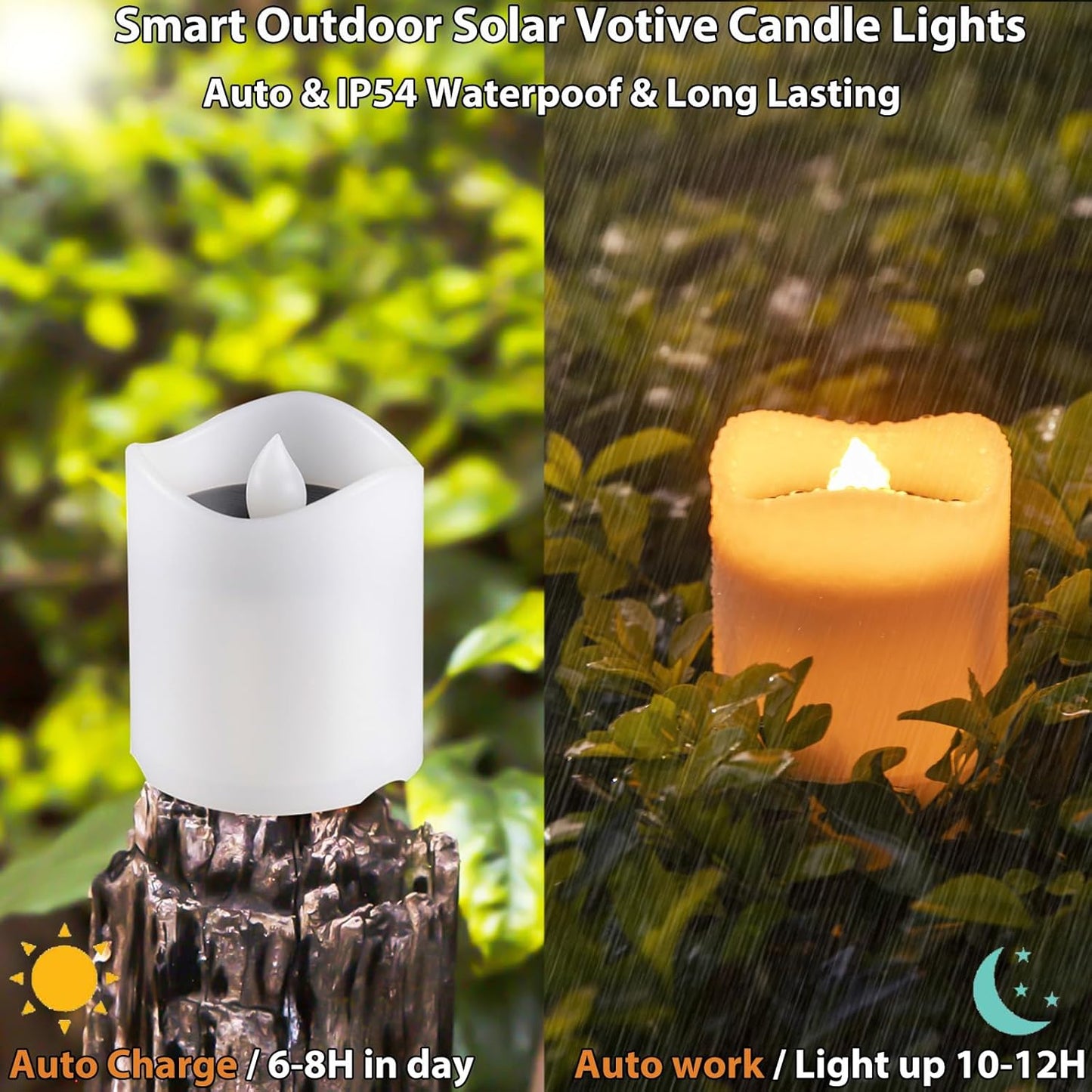 Velas solares impermeables parpadeantes para patio terraza