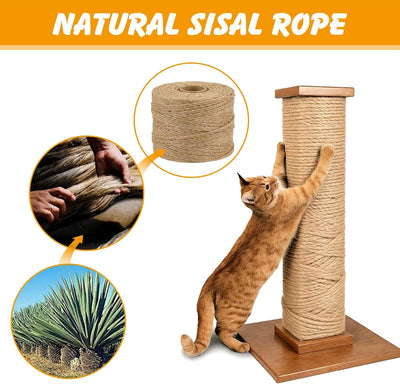 Cuerda sisal natural para rascador gato 1/4pulg x164ft resistente