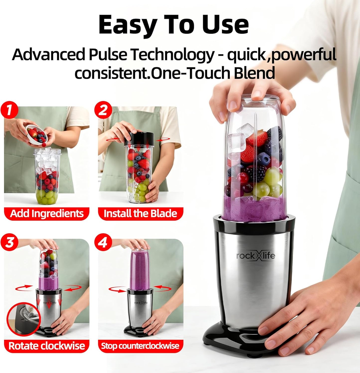 Licuadora personal 2en1 vaso 24oz taza 10oz sin BPA