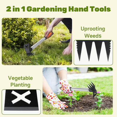 Extractor malezas 2en1 azada rastrillo 17pulg jardineria