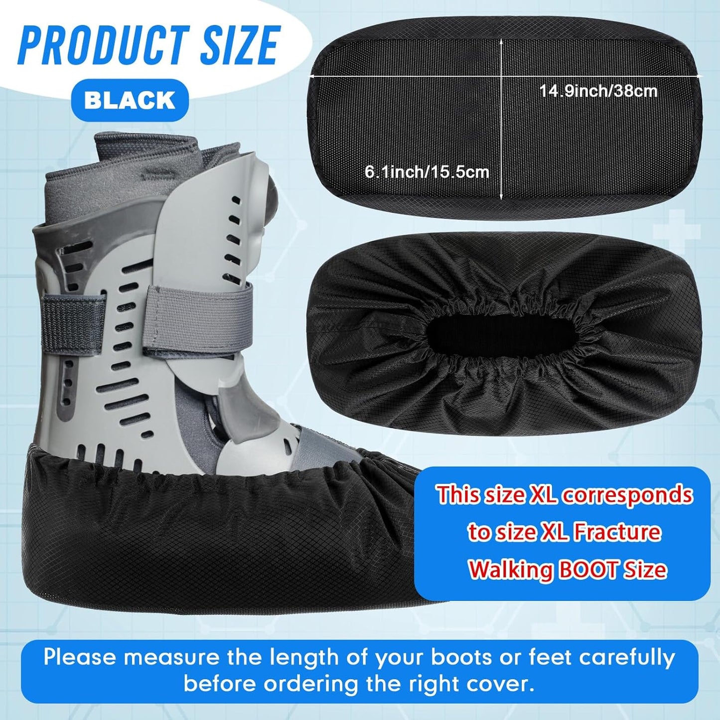 2 Fundas Botas Aire Protección Tobillo Impermeable Negro XL