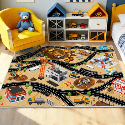 Alfombra antideslizante para niños 5x7ft lana sintética