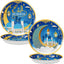24 Platos Ramadán 9pulg Azul Dorado Eid Mubarak