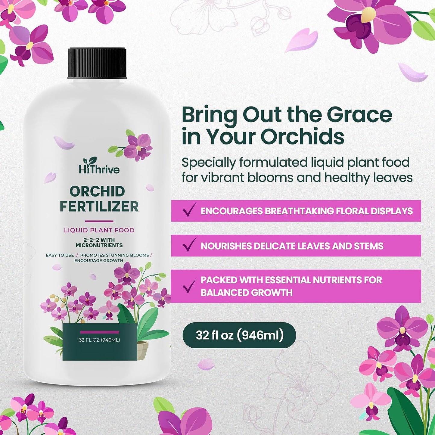 Fertilizante orquídeas 32oz interior exterior con micronutrientes