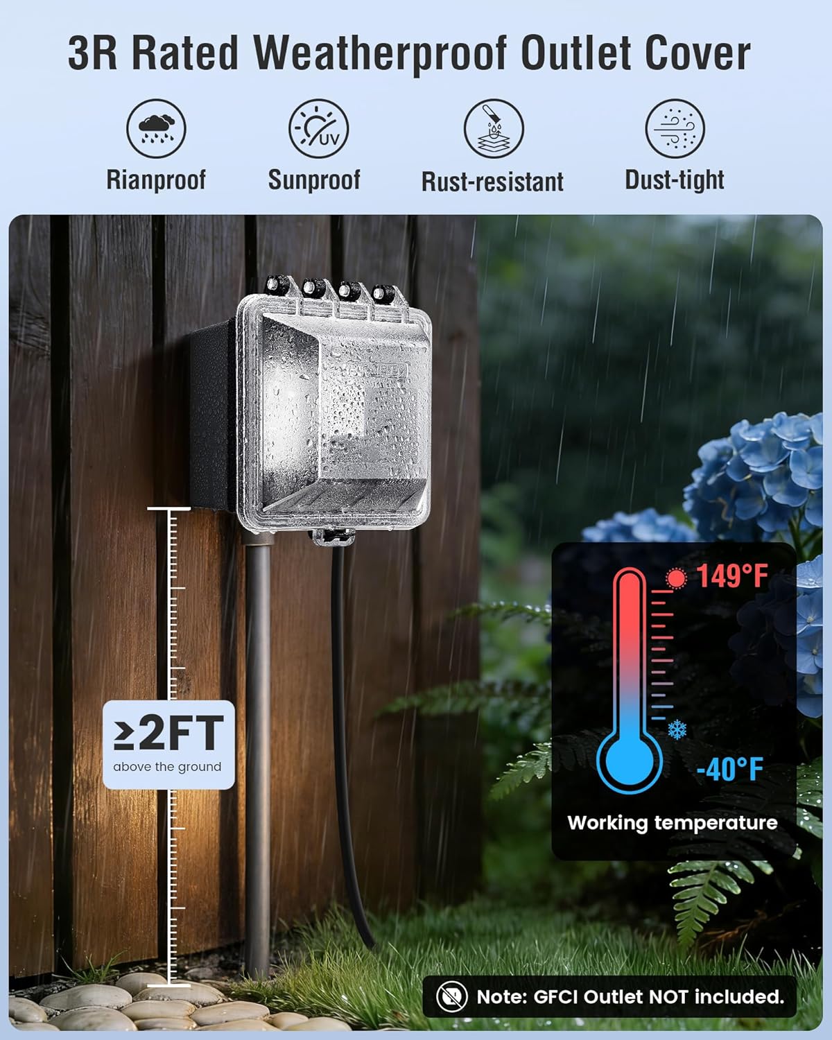 Cubierta enchufe exterior resistente intemperie comp GFCI