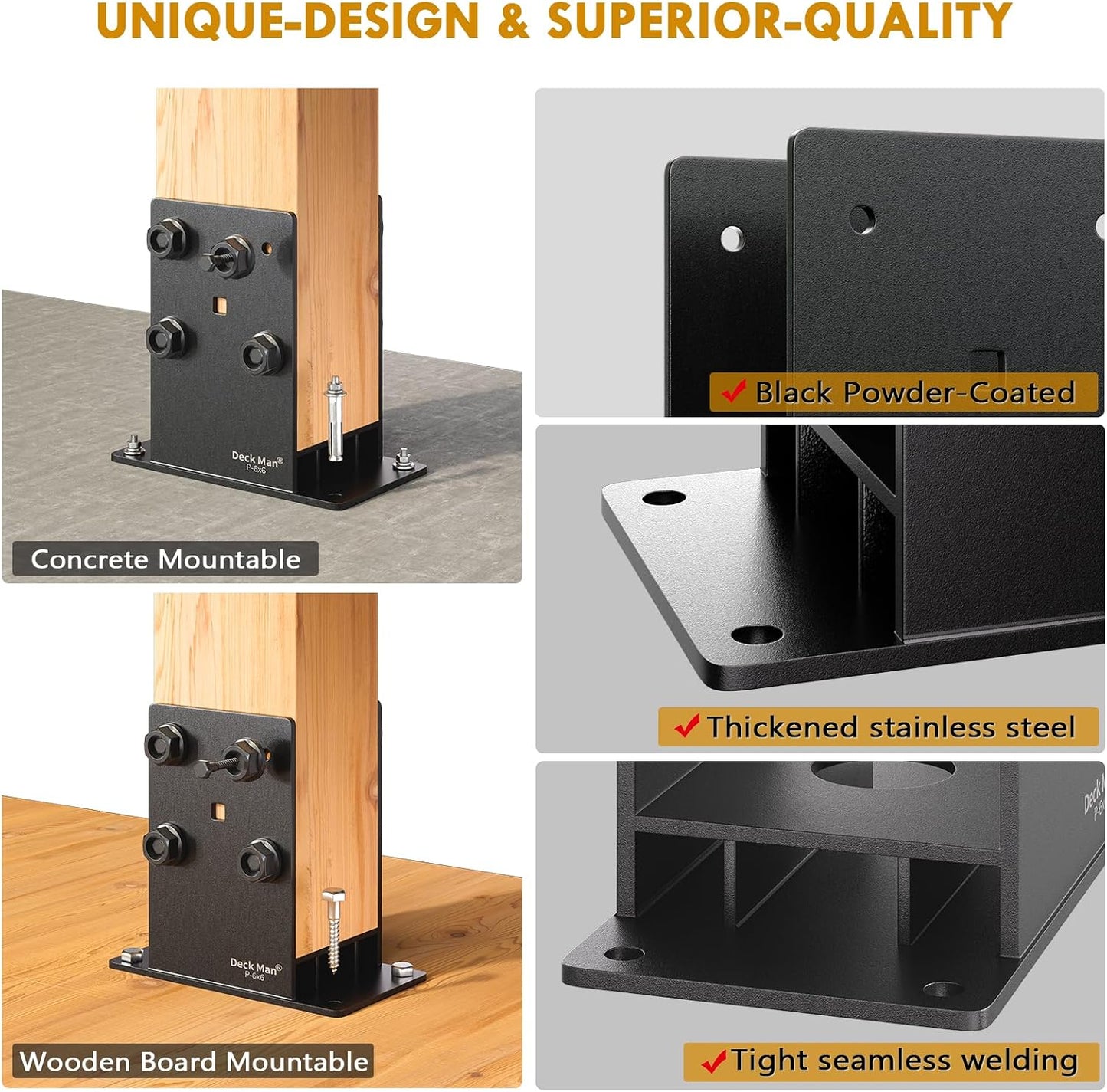 Base poste acero inox con canal aire anclaje 2x6