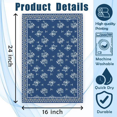 Toallas de cocina florales chinoiserie azul marino 16 x 24 pulgadas