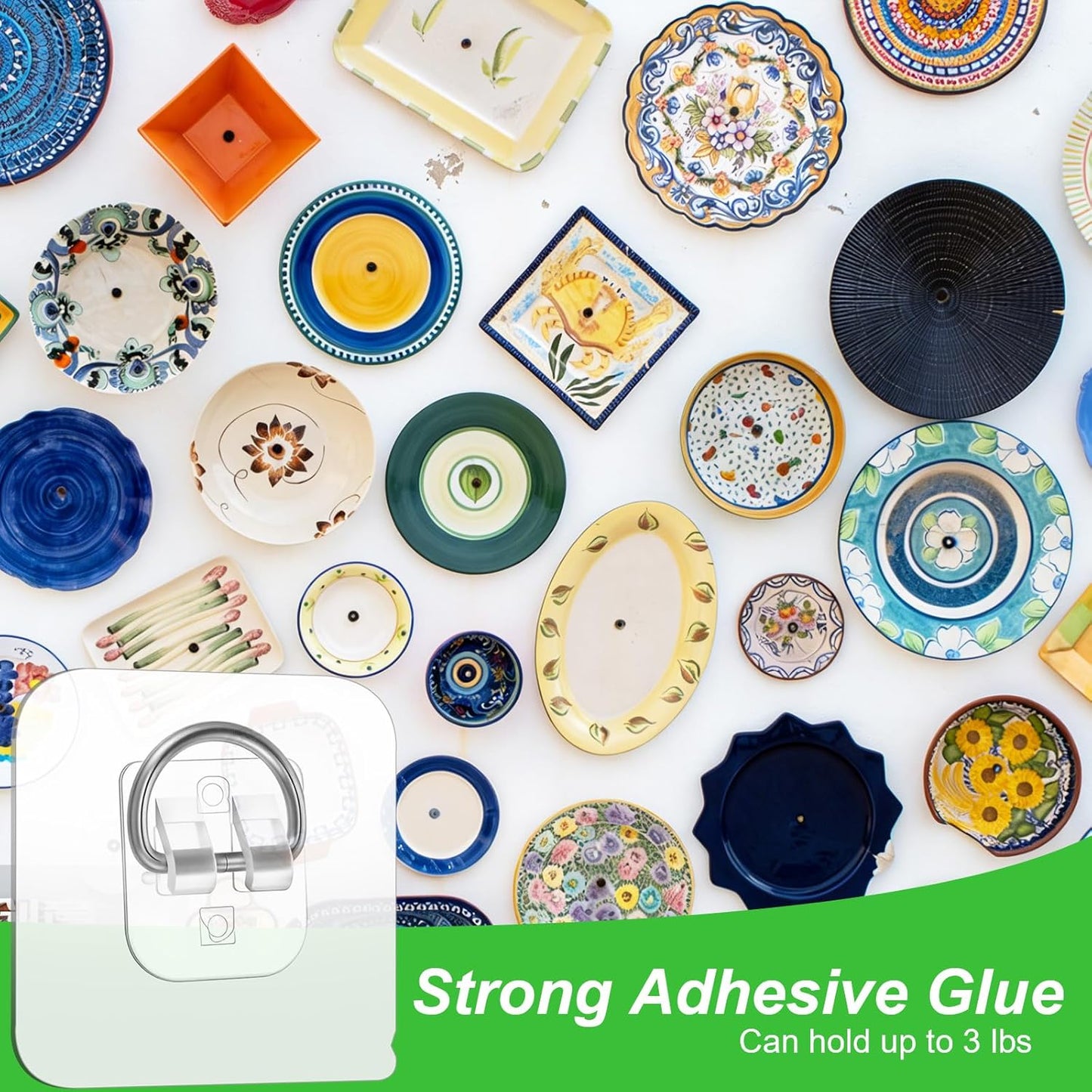 20 Ganchos Adhesivos para Placas de Pared 2.16pulg