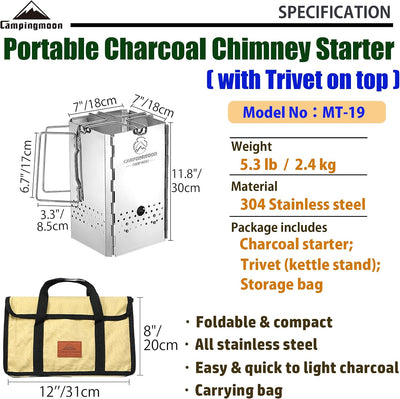 Chimenea plegable carbón acero inox MT-19