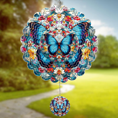Molinillos viento mariposa azul acero inox 12pulg decoración jardín